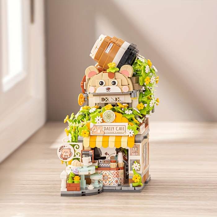 Building Toy Architectural Model Toy Set Style Bear Cafe