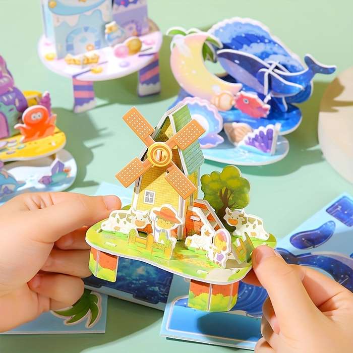 Building Toy Architectural Model Toy Set Style 4Pcs Ocean Style