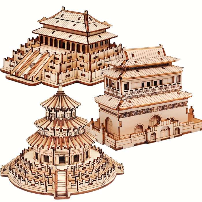 Building Toy Architectural Model Toy Set Items Wooden Palace Model