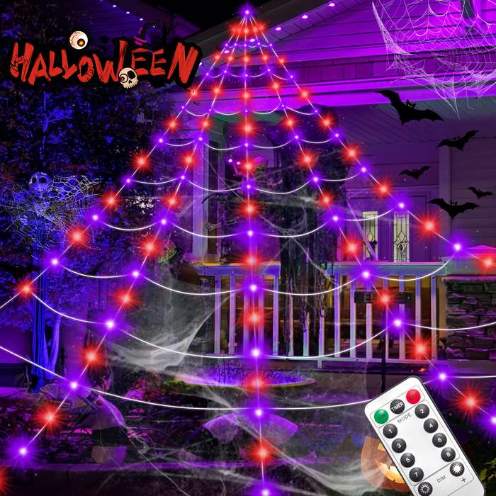Halloween Decorations Color Purple Orange 290 Led Triangle Net