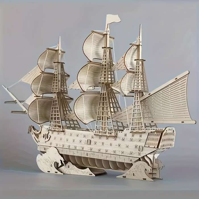 3D Jigsaw Puzzle Model Ship Style Wooden Sailboat