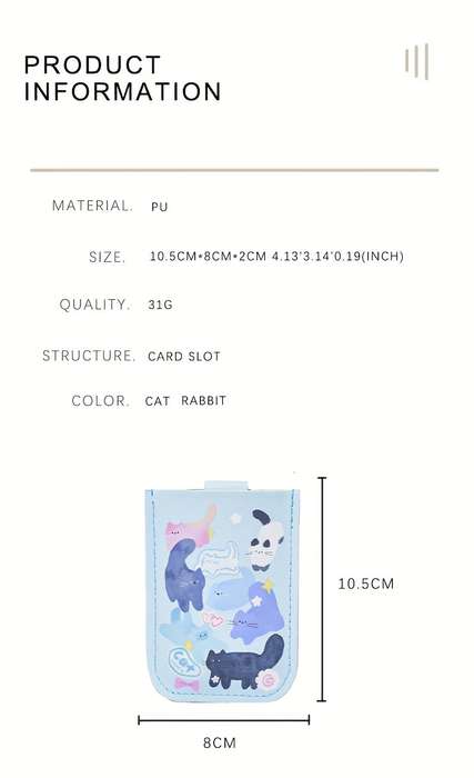 1pc Stylish Convenience Cute Cartoon Multi-Card ID Holder Large Capacity Ultra-Thin Anti-Dema