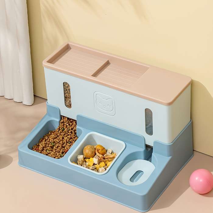 Pet Supplies Color Feeder And Water Dispenser Set  Blue