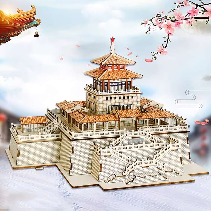 Building Toy Architectural Model Toy Set Items 3D Ancient Architecture Wooden Puzzle