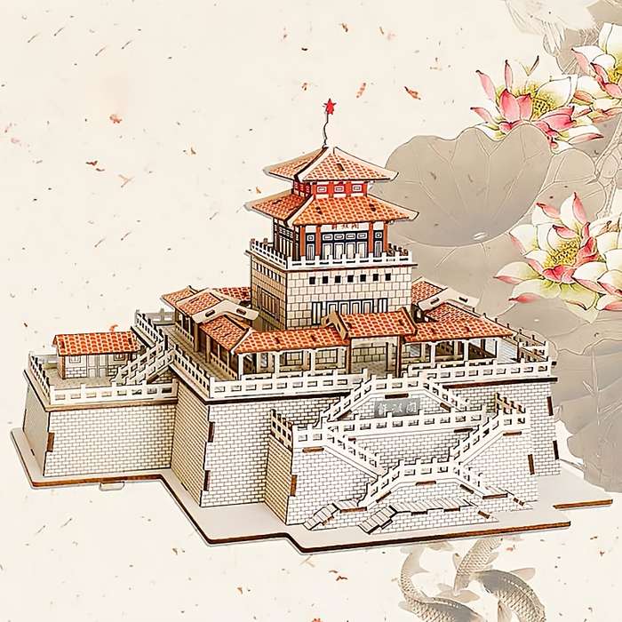Building Toy Architectural Model Toy Set Items 3D Ancient Architecture Wooden Puzzle