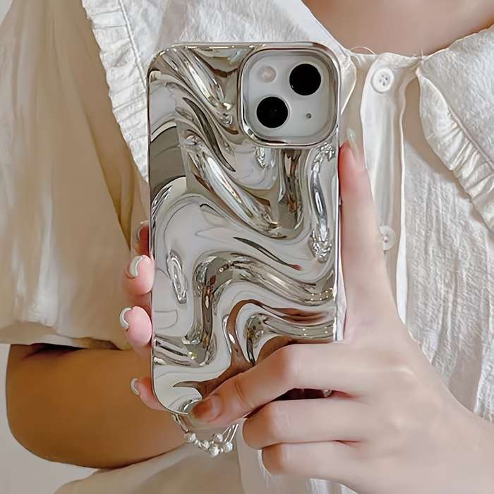 1Pc Silvery For iPhone 15 Pro Max Phone Case Phone Cover