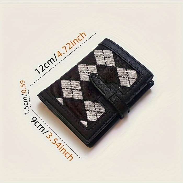1pc Classic Black PU Wallet for WomenShort Multi-Function Zippered Coin and Card Holder with Pol