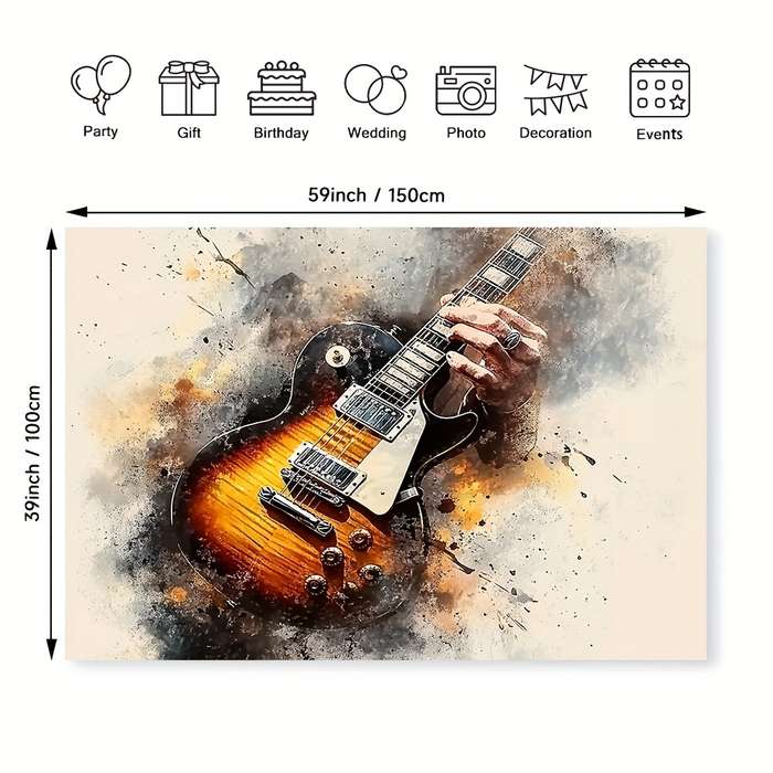 1pc  Guitar Print Wall Art Abstract Guitar Canvas Print Wall Art Frameless Modern Mixed Medi