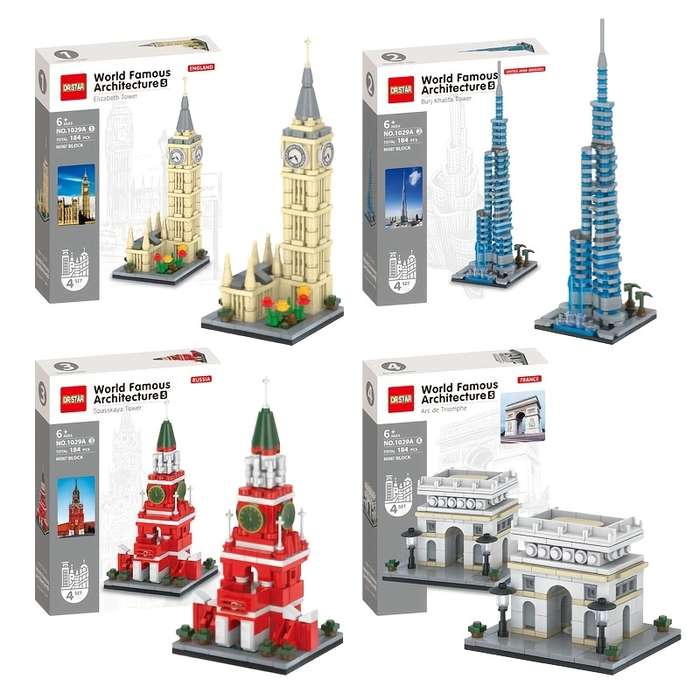 Building Toy Architectural Model Toy Set Style World Famous Building Set 4Pcs