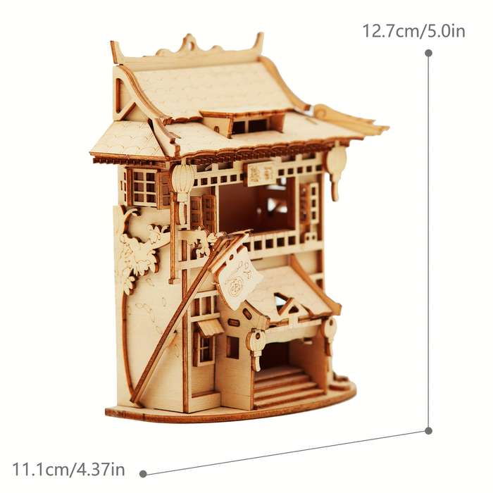 Building Toy Architectural Model Toy Set Items Wooden Puzzle Restaurant