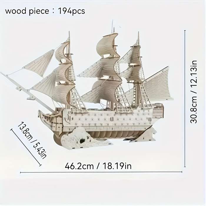 3D Jigsaw Puzzle Model Ship Style Wooden Sailboat