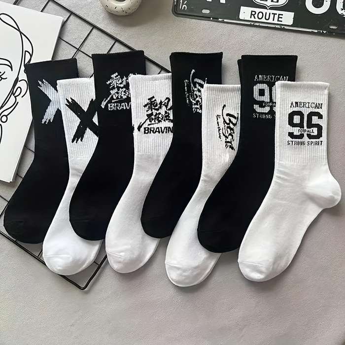 5 Pairs Random Colors One Size High Elastic Socks