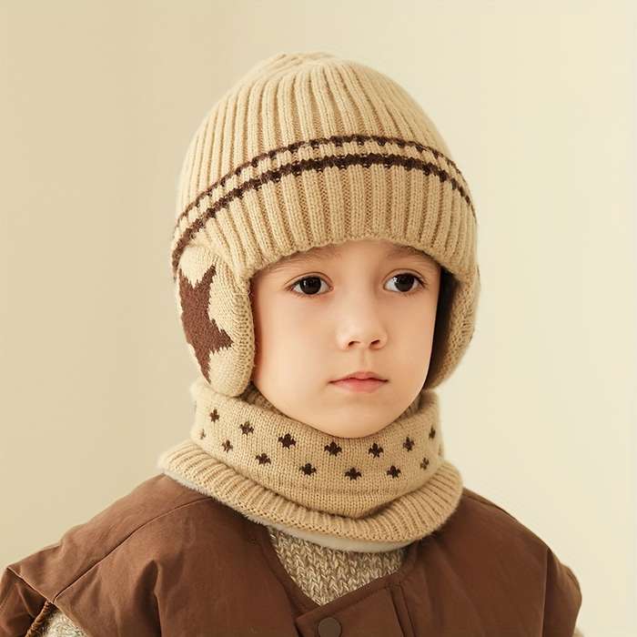 Winter Hat Color Five Star Ear Protection Set Navy Blue