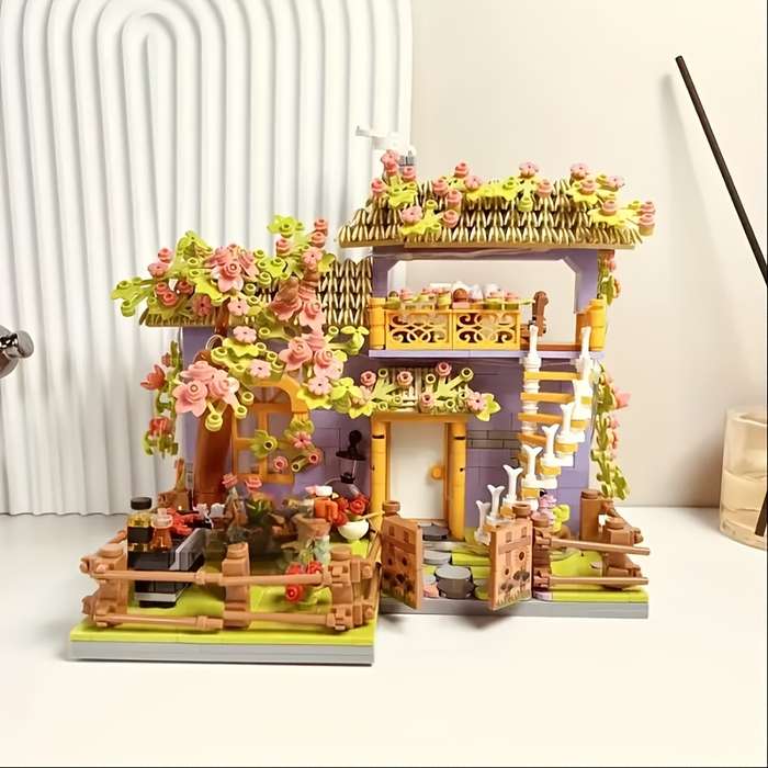 Building Toy Architectural Model Toy Set Color Flower Cottage