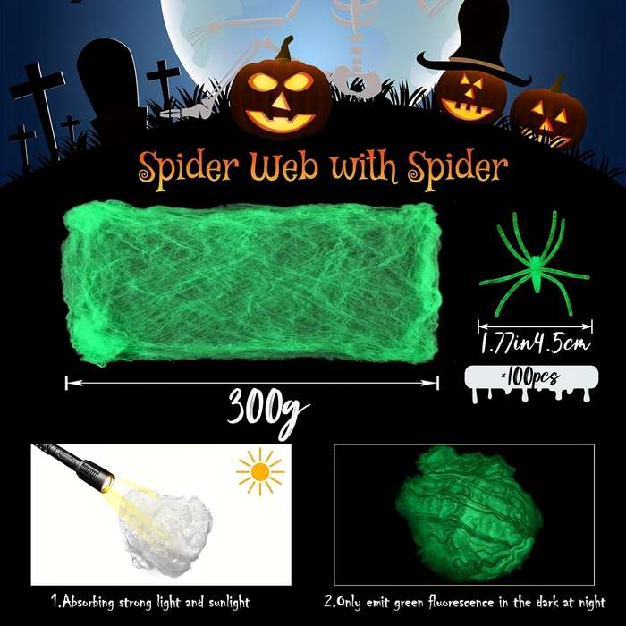 Halloween Decorations Color 100G Spider Web Add  20Pcs Spiders