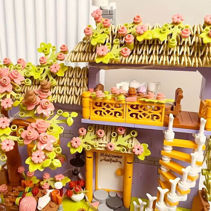 Building Toy Architectural Model Toy Set Color Flower Cottage