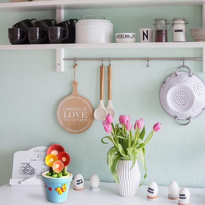 1 Set of Flower Spoons with Storage Rack Cute Household Kitchen Ceramic Spoons with Base Kitc
