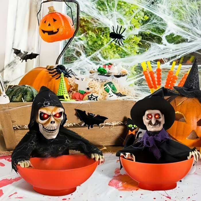 Halloween Decorations Items Grey Ghost Candy Plate
