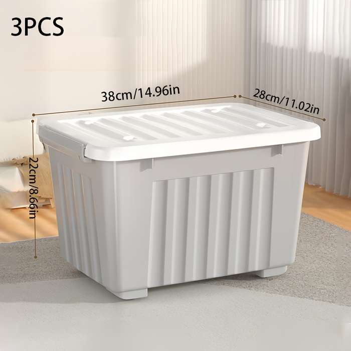 Storage And Organizationsize 3Pcs 20L Striped Box Quantity 3 Piece Set  With Handle