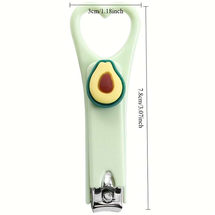 1pc Cute Avocado Heart Nail Clippers Mini Portable Design with Splash-Proof Feature Green