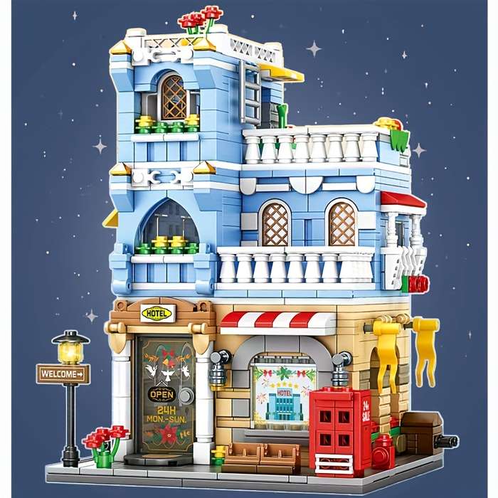 Building Toy Architectural Model Toy Set Color Large Hotel Building Blocks No Box