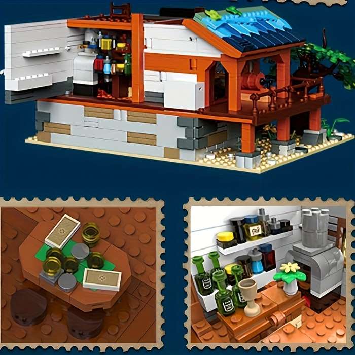 Building Toy Architectural Model Toy Set Color Medieval Tavern 1682Pcs