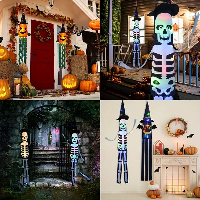 Halloween Decorations Style Skull Stand Colorful Light