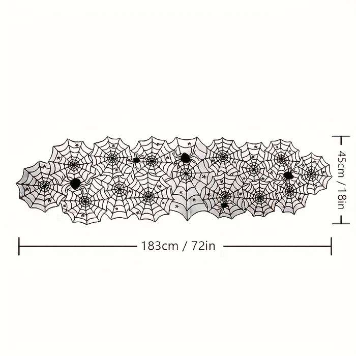 Halloween tablecloth decoration color Black Spider Web size 45x183cm