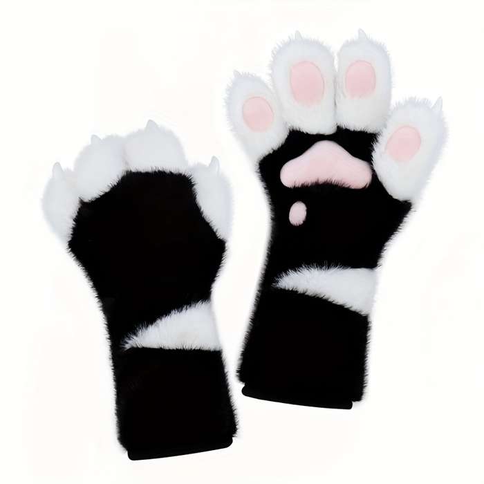 Winter Gloves Color Brown And White