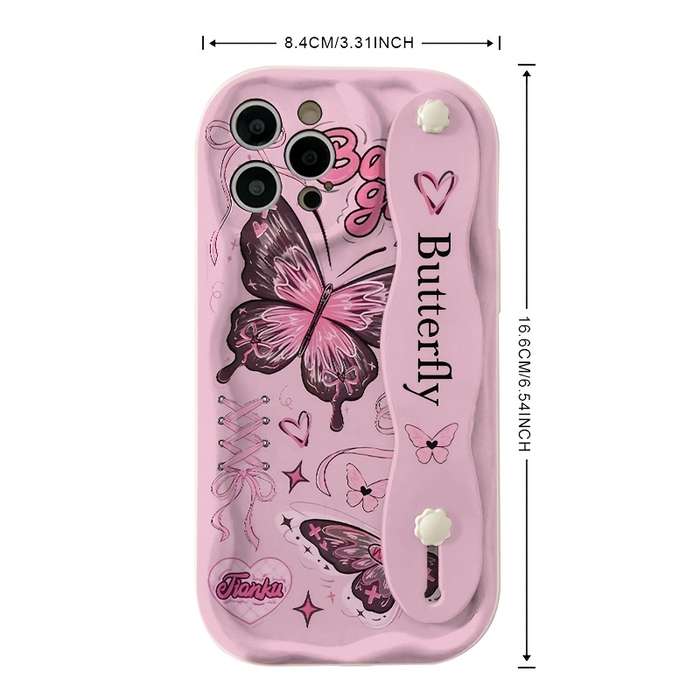 1Pc White For iPhone 15 Plus Butterfly Print Phone Case