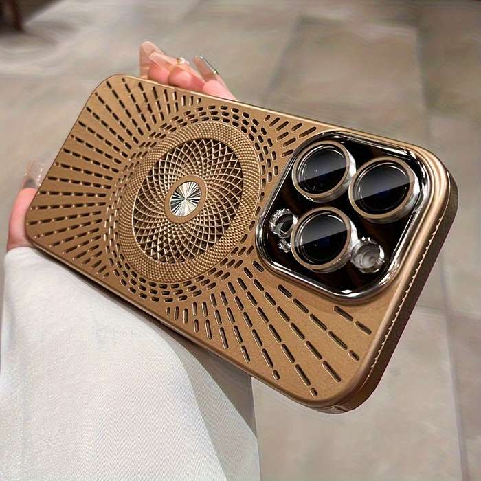 1Pc Golden For iPhone 12 Hollow Heat Dissipation Phone Case