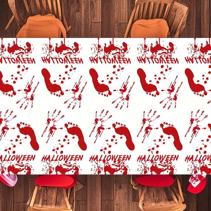 Halloween tablecloth decoration Style Bloodstained Handprint and Footprint Tablecloth