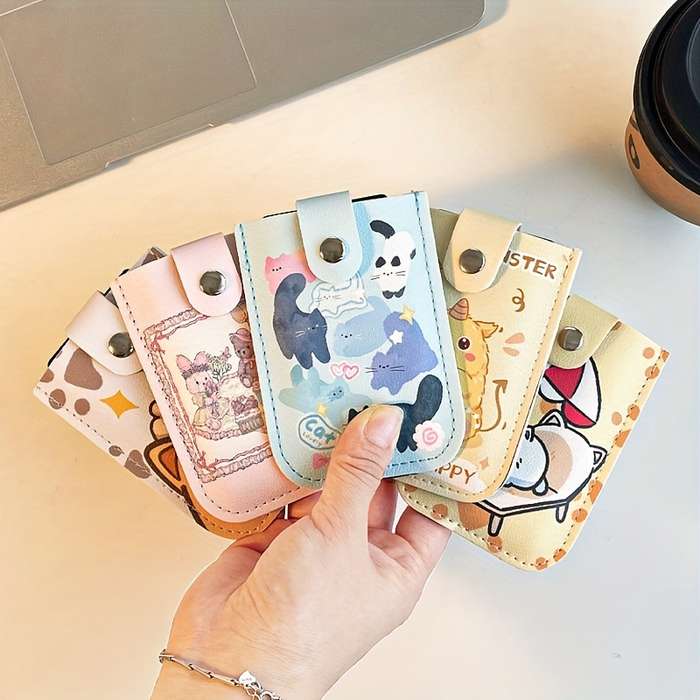 1pc Stylish Convenience Cute Cartoon Multi-Card ID Holder Large Capacity Ultra-Thin Anti-Dema