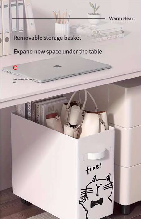 Storage And Organizationcolor Festive Pink Cat | Under Desk Movable Storage