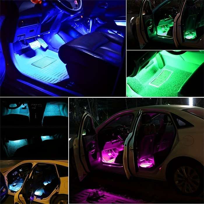 1pc  App Controlled RGB Car Ambient Lighting Kit 48LED USB-Powered Music Sync Footpa