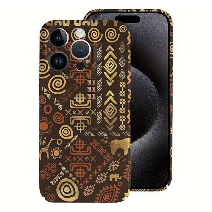1Pc White For iPhone 15 Pro Max Ethnic African Pattern Phone Case