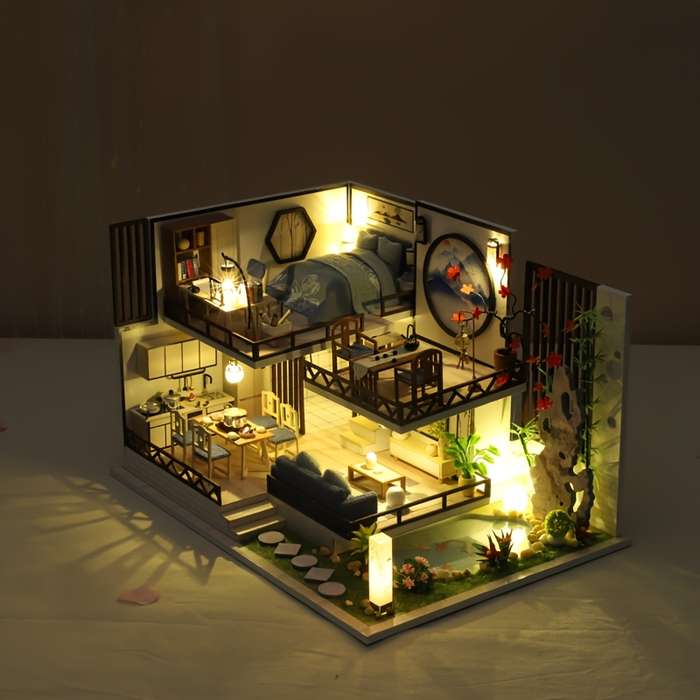 Building Toy Architectural Model Toy Set Style Ink Fragrant Bamboo Rhyme