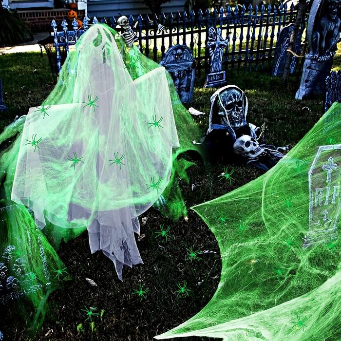 Halloween Decorations Color 100G Spider Web Add  20Pcs Spiders