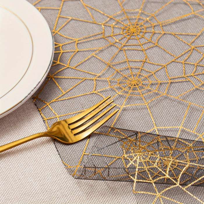 Halloween tablecloth decoration color Silvery On Black size 2pcs28 x 275cm