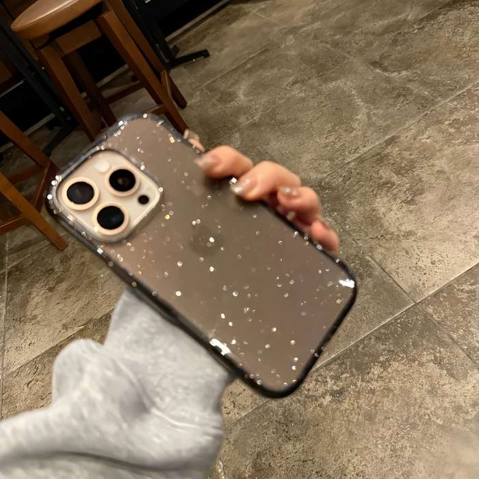 1Pc Transparent Black For iPhone 15 Pro Max Glitter Sequin Phone Case