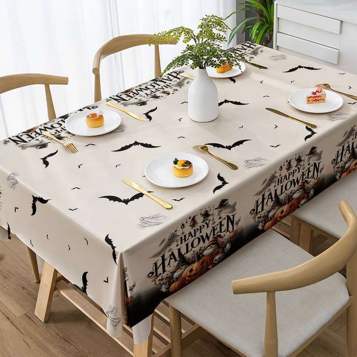 Halloween tablecloth decoration color Black and White Rudolph Halloween Tablecloth size 137 x 274