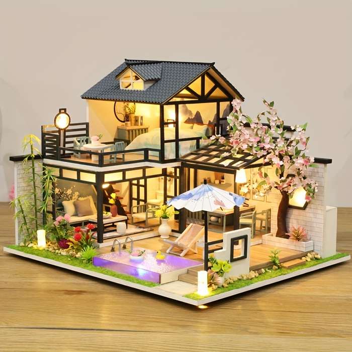 Building Toy Architectural Model Toy Set Style Ink Lanting