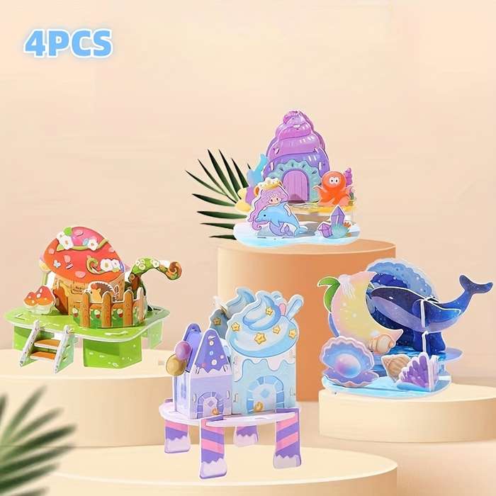 Building Toy Architectural Model Toy Set Style 4Pcs Ocean Style