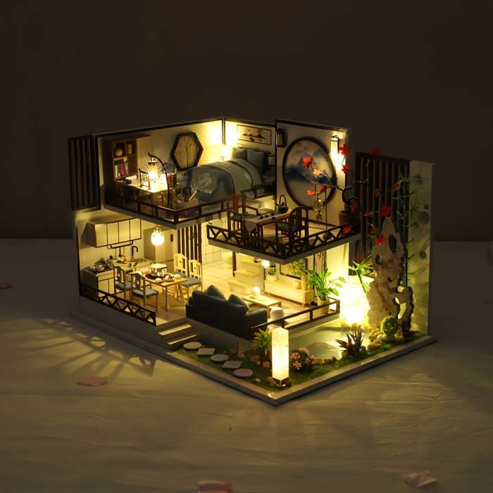 Building Toy Architectural Model Toy Set Style Ink Fragrant Bamboo Rhyme