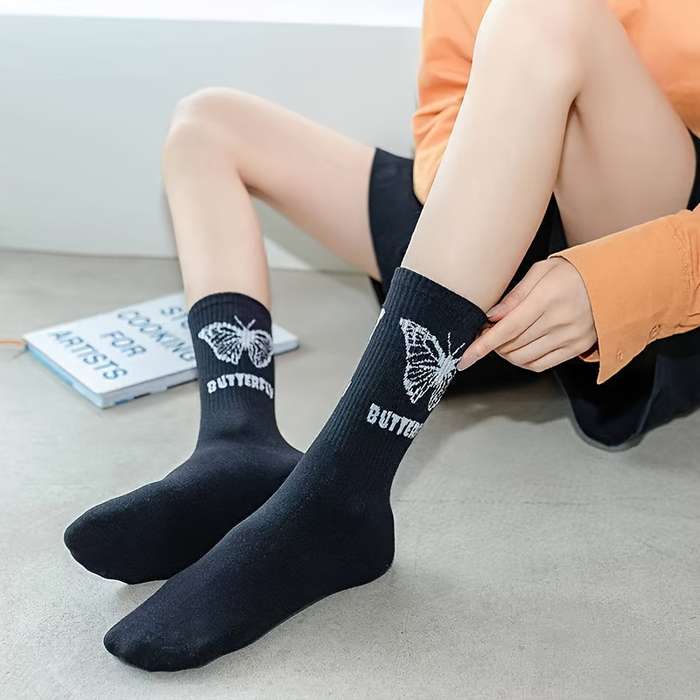 5 Pairs Mixed Color One Size High Elastic Socks