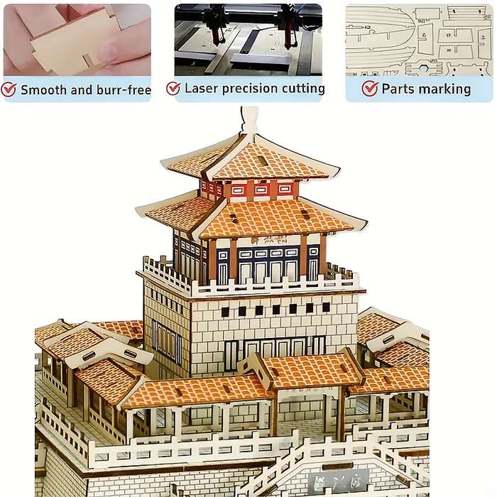 Building Toy Architectural Model Toy Set Items 3D Ancient Architecture Wooden Puzzle