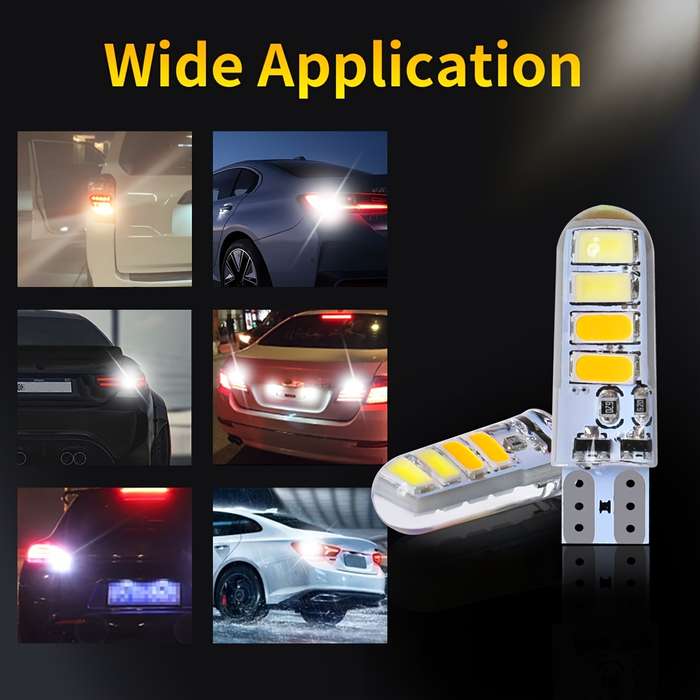 2pcs White Red LED Auto Turn Signal Bulb High Bright T10 W5W LED 12V Plug and Play fo