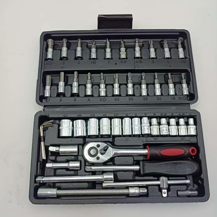 Screwdriver Bit Tool Set Color 46 Piece Socket Set Black Size Ht53And46 5746