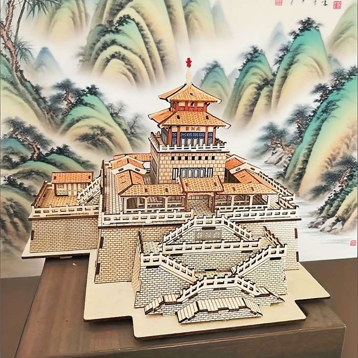 Building Toy Architectural Model Toy Set Items 3D Ancient Architecture Wooden Puzzle