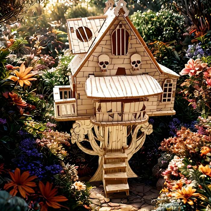 Building Toy Architectural Model Toy Set Color Jianmu  Horror Tree House